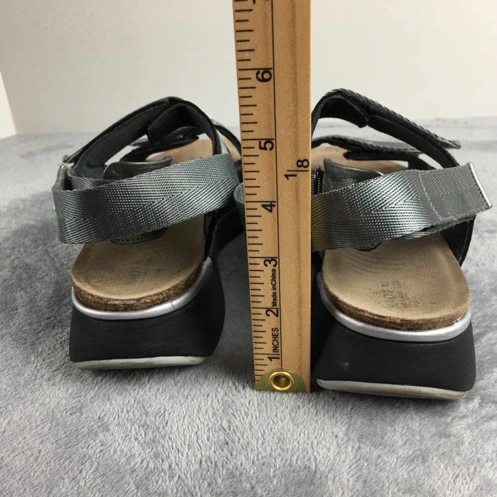 Naot Apollo Women 41 L10 Black Silver Metallic Leather Strappy Sport Sandals - Picture 11 of 16